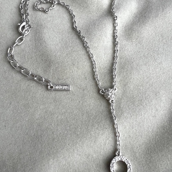 Elegant D’orlan Silver Necklace with Crystal Accents - Picture 2 of 8